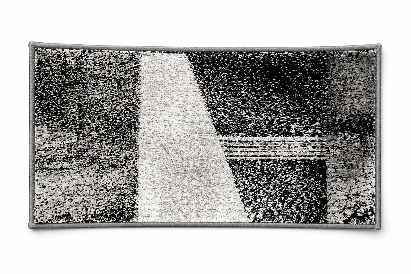 VIMORÈ Modern Contrast Floor Mat – Black, White & Grey Abstract Block Design