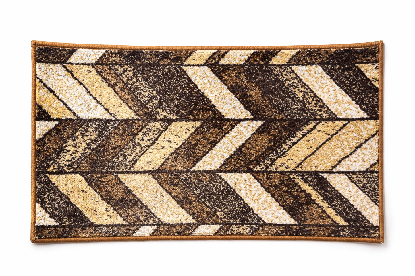 VIMORÈ Chevron Luxe Anti-Skid Floor Mat – Brown & Beige Geometric Design