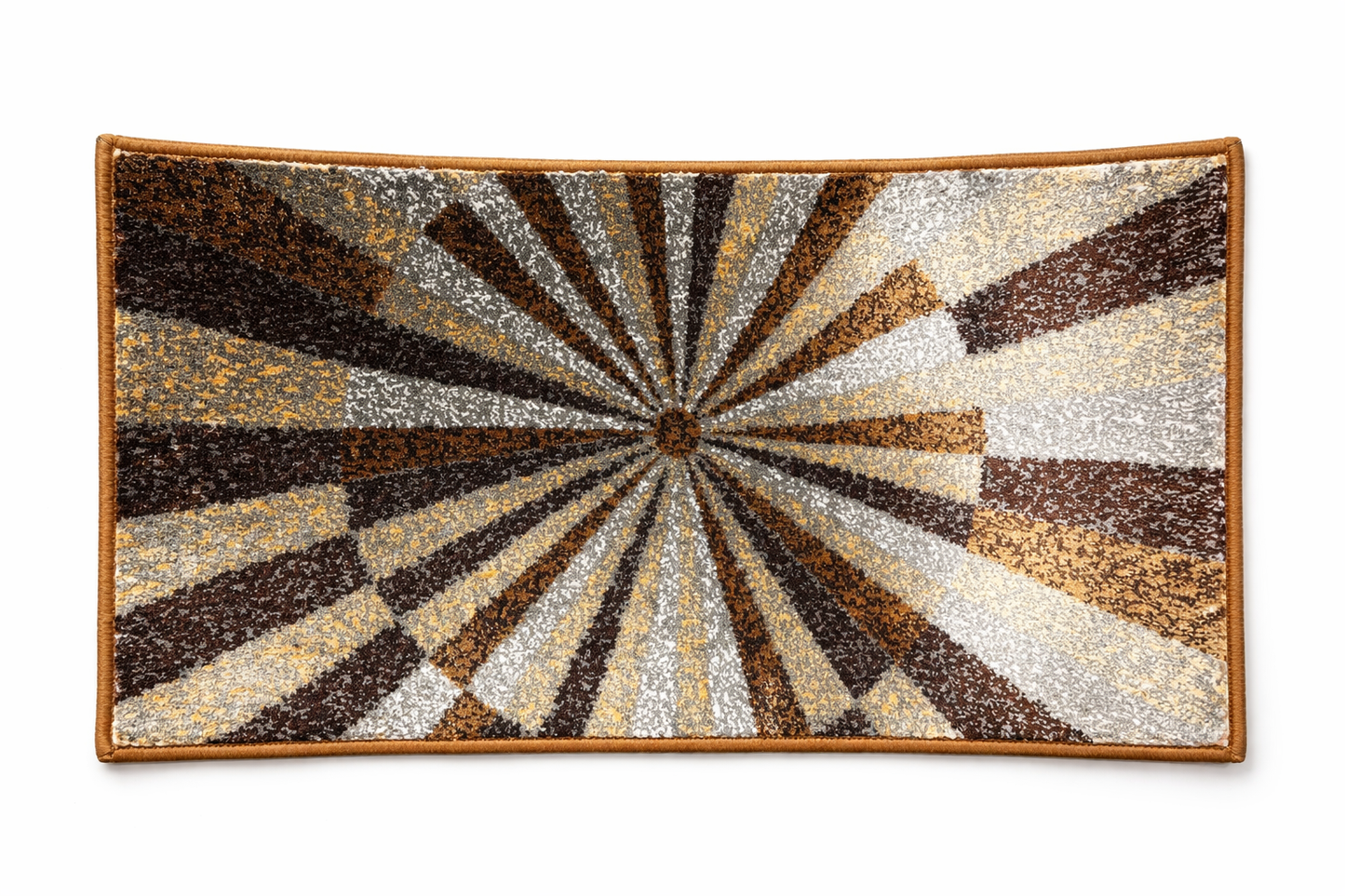 VIMORÈ Sunburst Luxe Designer Floor Mat – Brown, Beige & Ivory Abstract Pattern