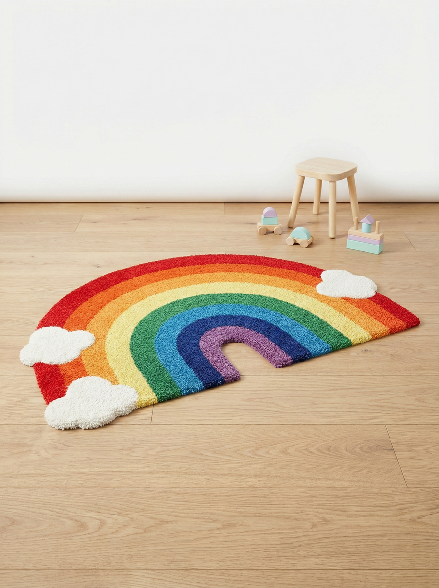 VIMORÈ Rainbow Kids Soft Floor Rug – Anti-Slip Playroom & Bedroom Mat