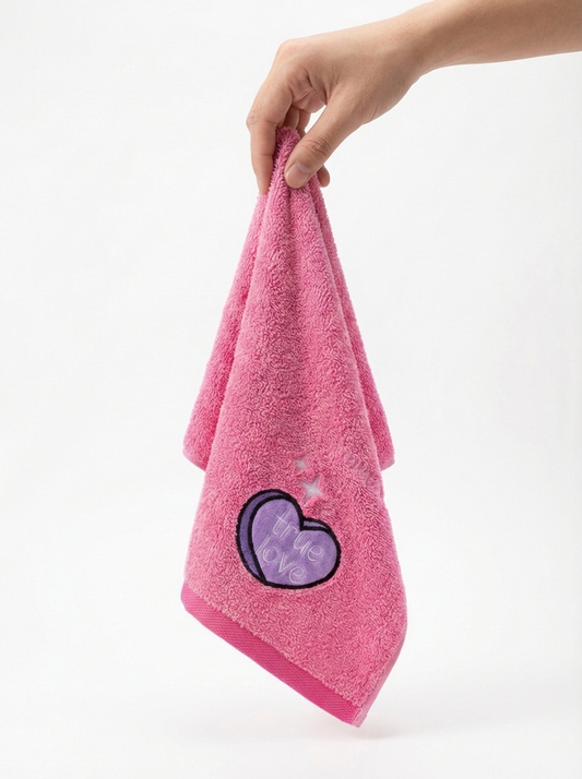 Blush Heart Cotton Hand Towels – Standard Size (Set of 4)