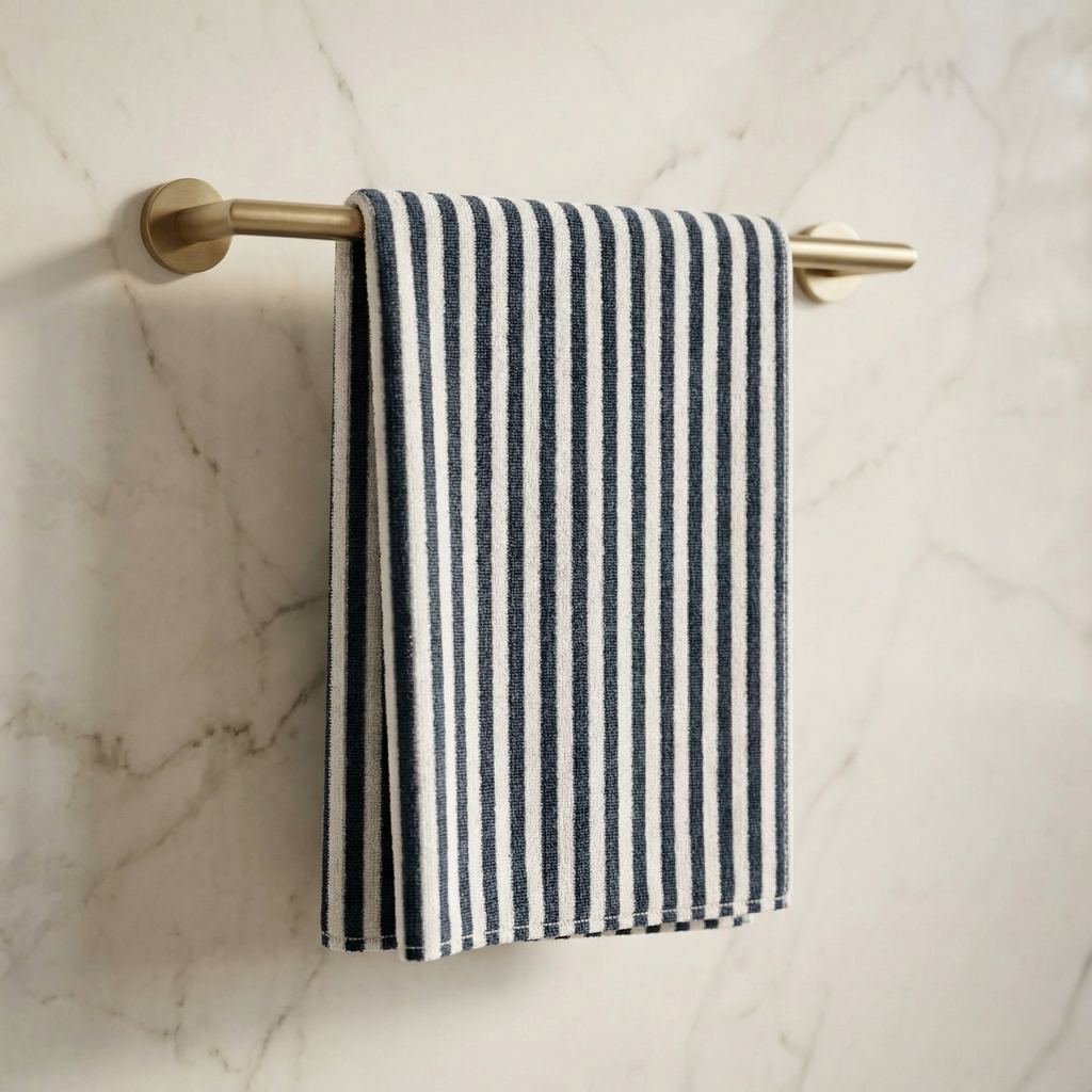 VIMORÈ Classic Stripe Cotton Bath Towel – Black & White