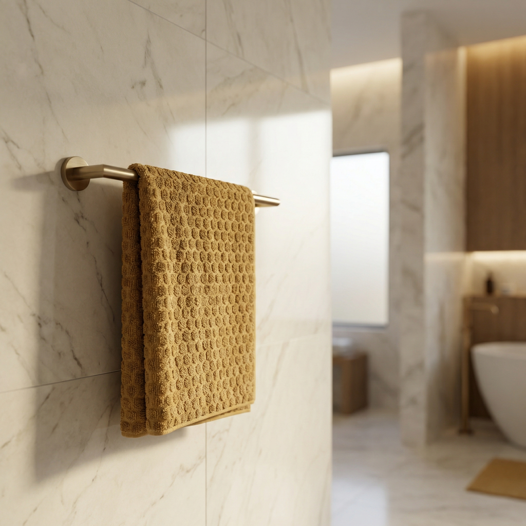 VIMORÈ Waffle Luxe Cotton Bath Towel – Warm Beige