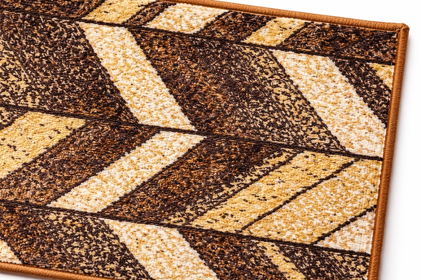 VIMORÈ Chevron Luxe Anti-Skid Floor Mat – Brown & Beige Geometric Design