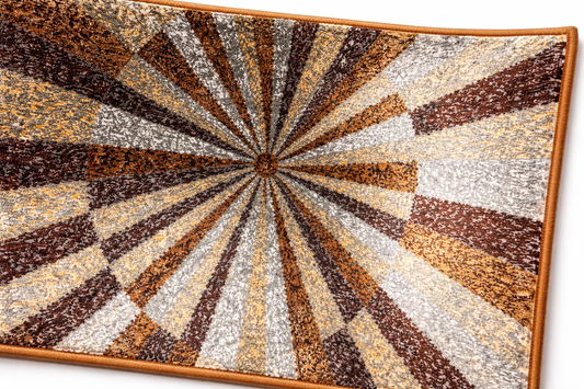 VIMORÈ Sunburst Luxe Designer Floor Mat – Brown, Beige & Ivory Abstract Pattern