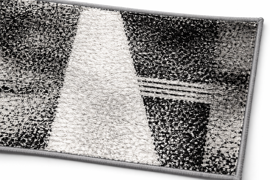 VIMORÈ Modern Contrast Floor Mat – Black, White & Grey Abstract Block Design