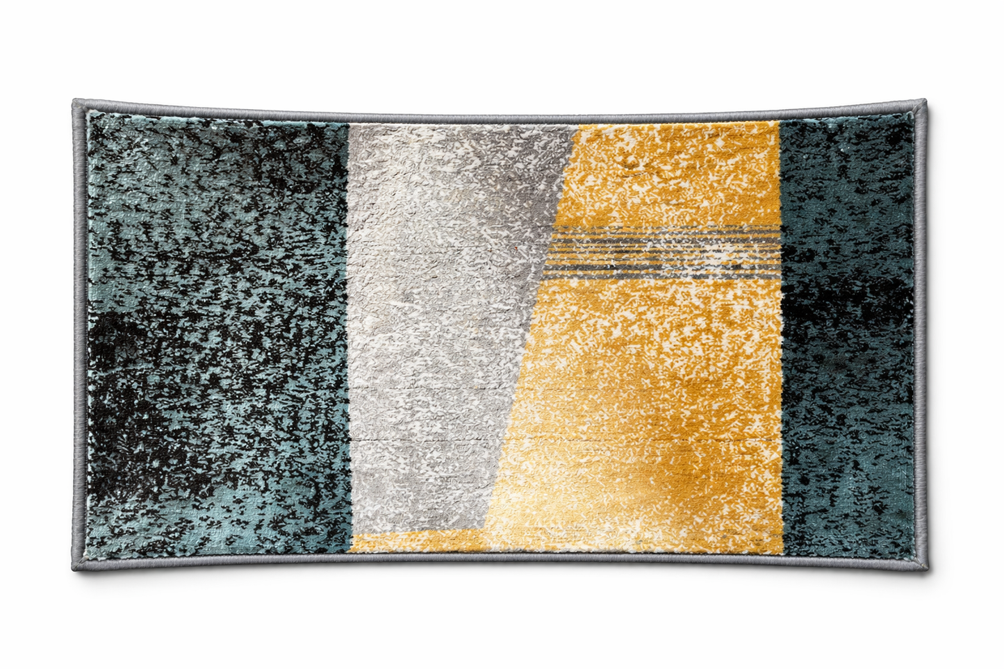 VIMORÈ Urban Fusion Abstract Rug – Teal, Grey & Mustard Modern Design