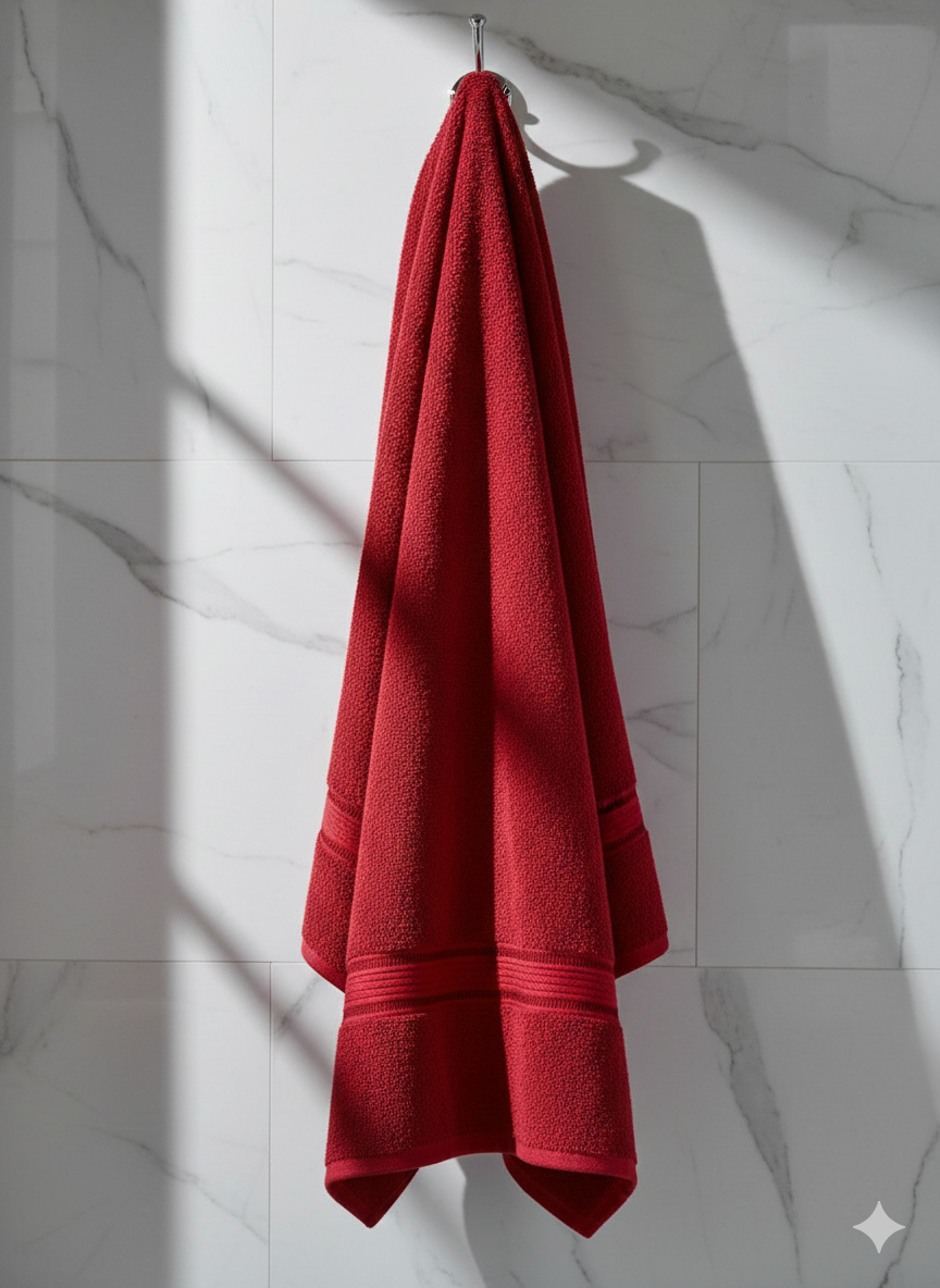 VIMORÈ Ruby Luxe Cotton Bath Towel – Deep Red