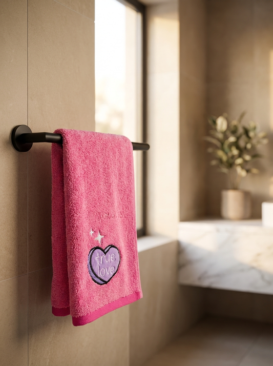 Blush Heart Cotton Hand Towels – Standard Size (Set of 4)