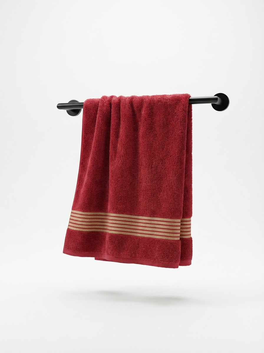 Crimson Gold Stripe Cotton Hand Towels – Standard Size (Set of 4)