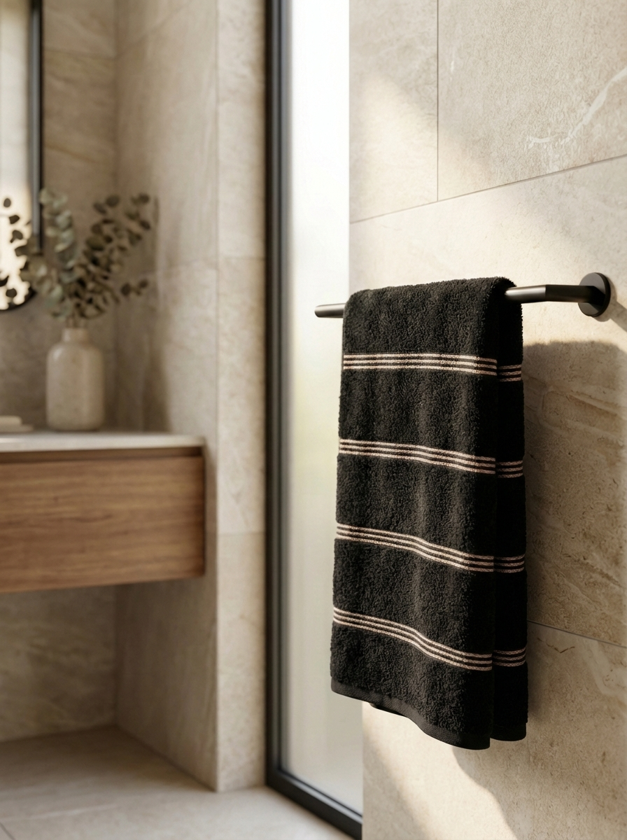 Midnight Stripe Cotton Hand Towels – Standard Size (Set of 4)