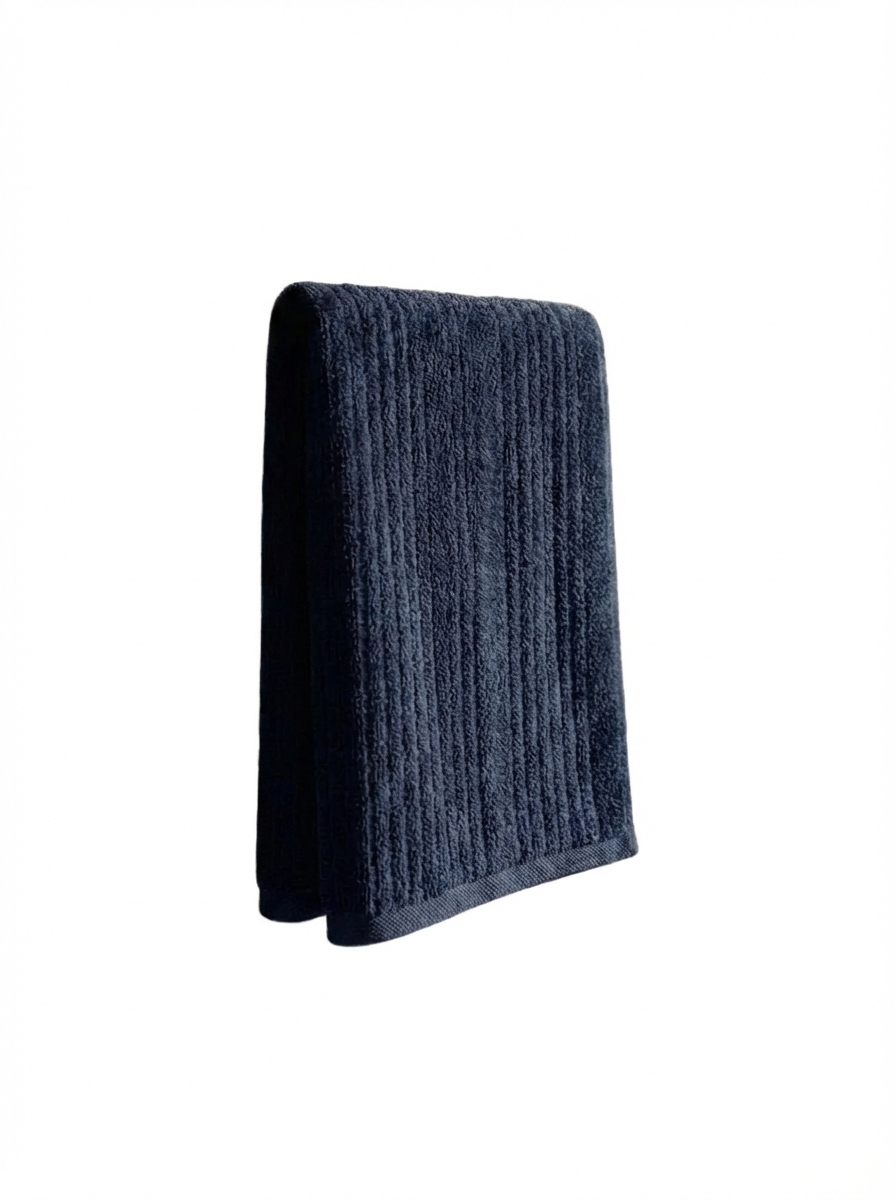 Navy Ribbed Luxe Cotton Hand Towels – Standard Size (Set of 4)