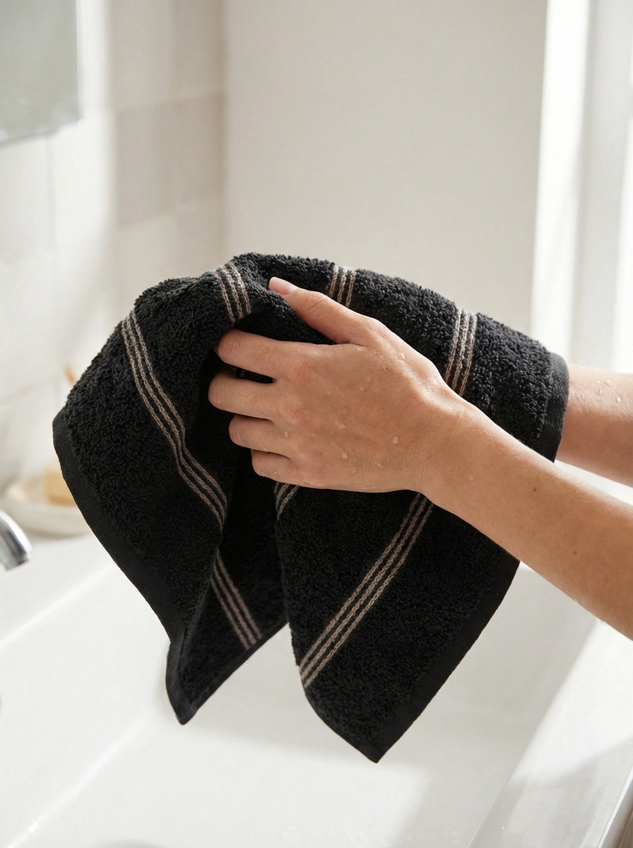 Midnight Stripe Cotton Hand Towels – Standard Size (Set of 4)
